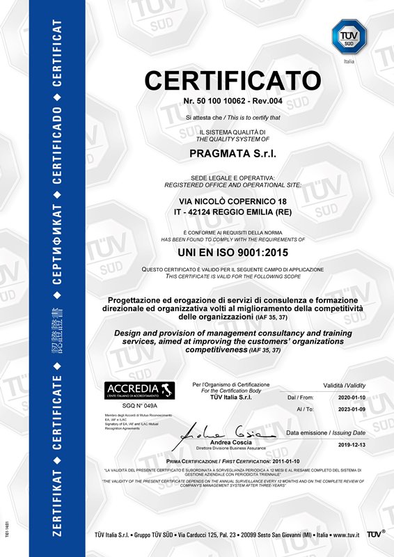 Certificato ISO 9001-2015